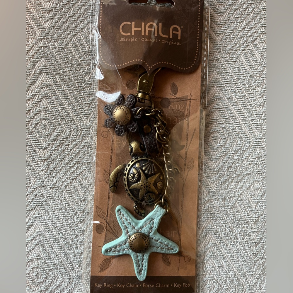 Chala Turtle Flower Purse Charm Key Chain NIB